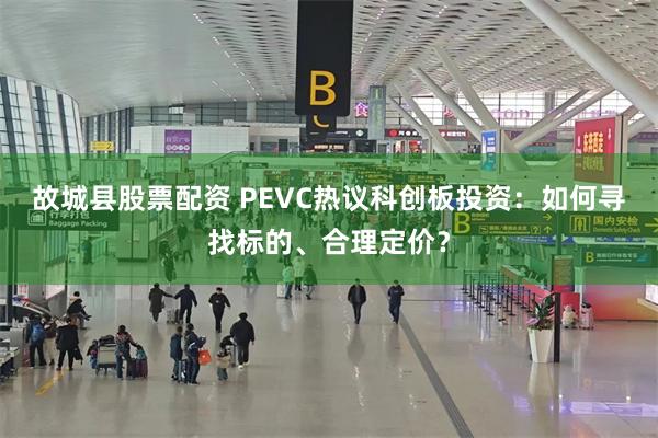 故城县股票配资 PEVC热议科创板投资：如何寻找标的、合理定价？